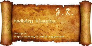 Hadházy Klaudia névjegykártya